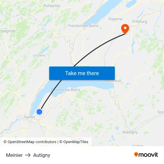 Meinier to Autigny map