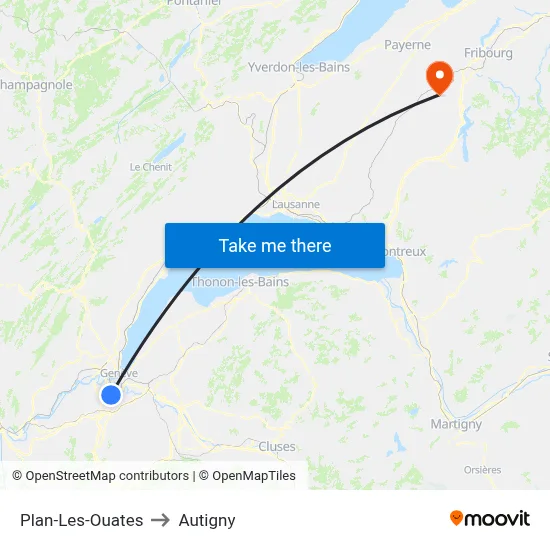 Plan-Les-Ouates to Autigny map