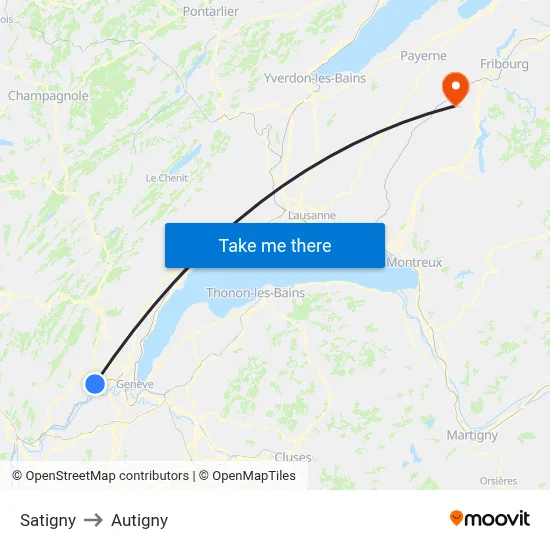 Satigny to Autigny map