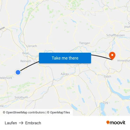 Laufen to Embrach map