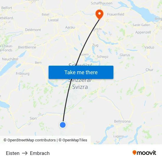 Eisten to Embrach map