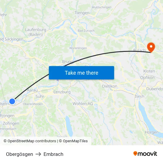 Obergösgen to Embrach map