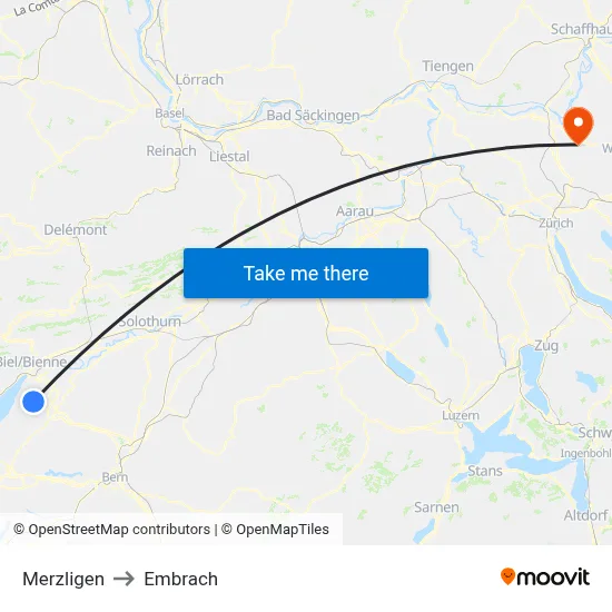 Merzligen to Embrach map