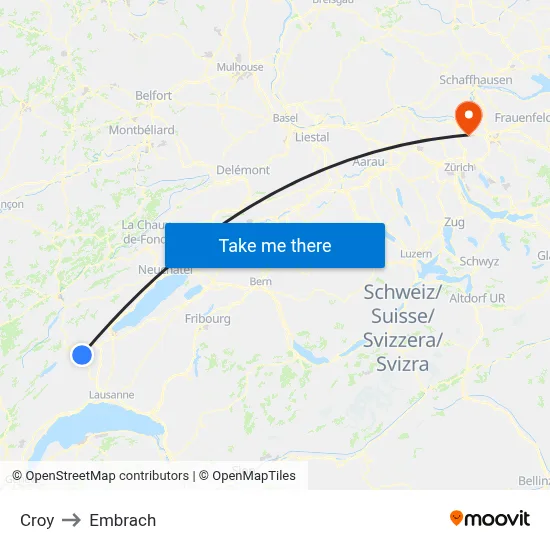 Croy to Embrach map