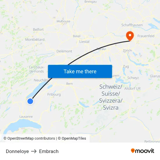Donneloye to Embrach map