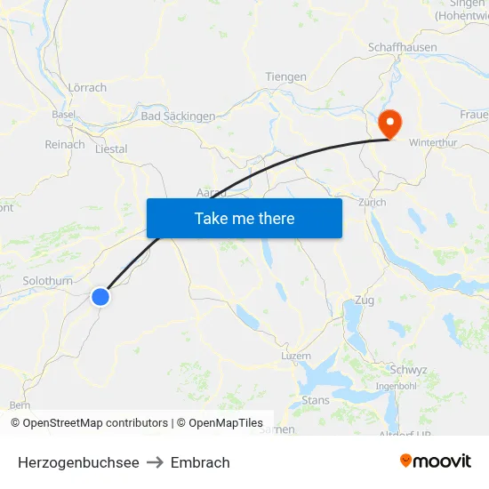 Herzogenbuchsee to Embrach map