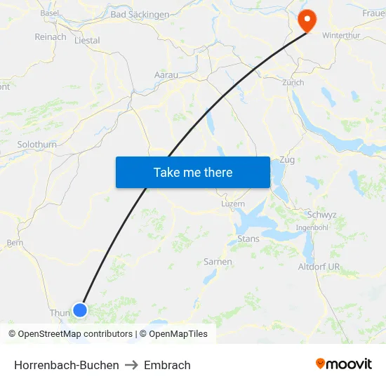 Horrenbach-Buchen to Embrach map