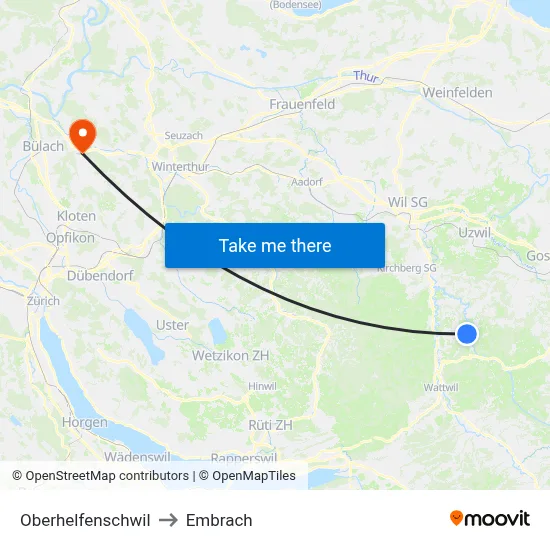 Oberhelfenschwil to Embrach map