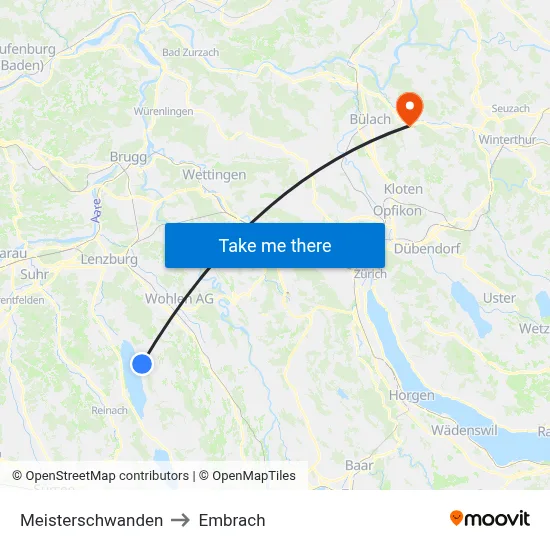Meisterschwanden to Embrach map