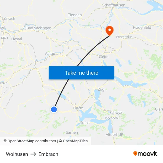 Wolhusen to Embrach map