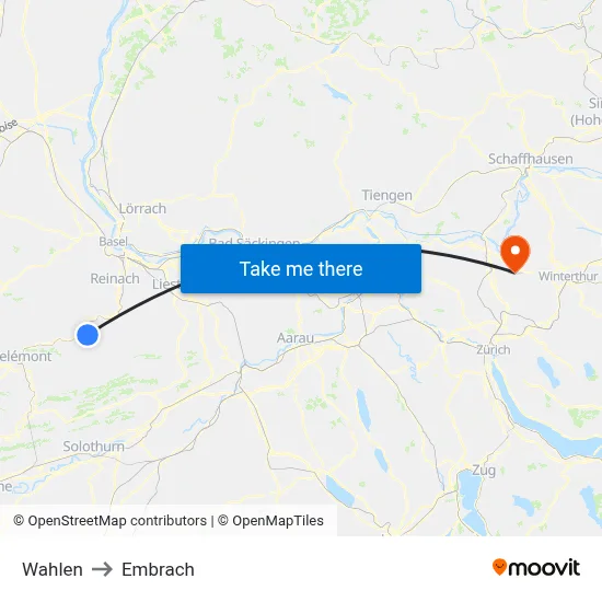 Wahlen to Embrach map