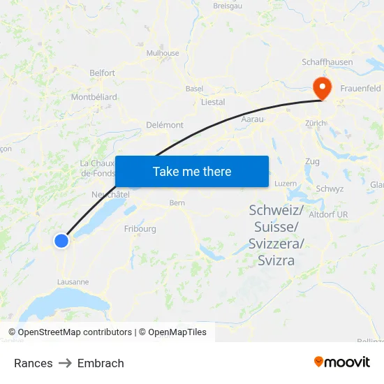 Rances to Embrach map