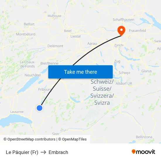 Le Pâquier (Fr) to Embrach map