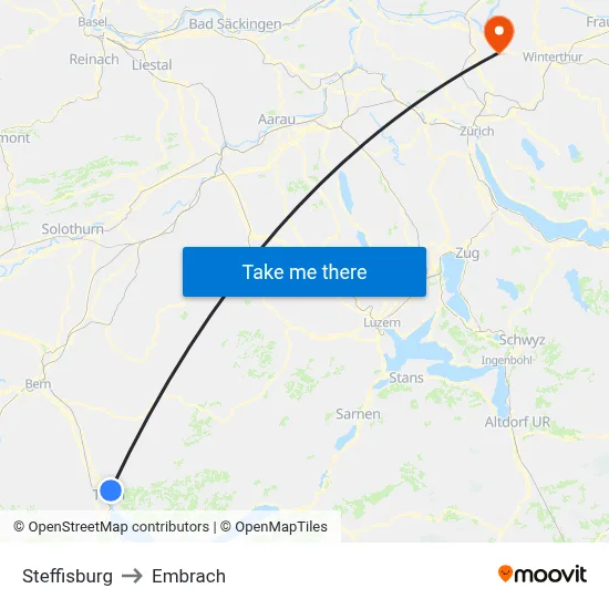 Steffisburg to Embrach map