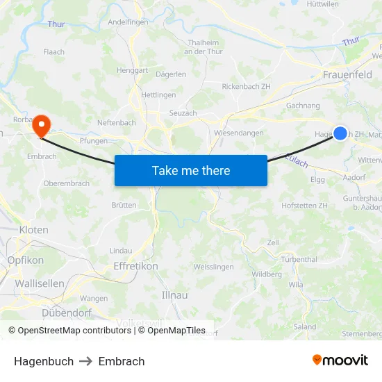 Hagenbuch to Embrach map