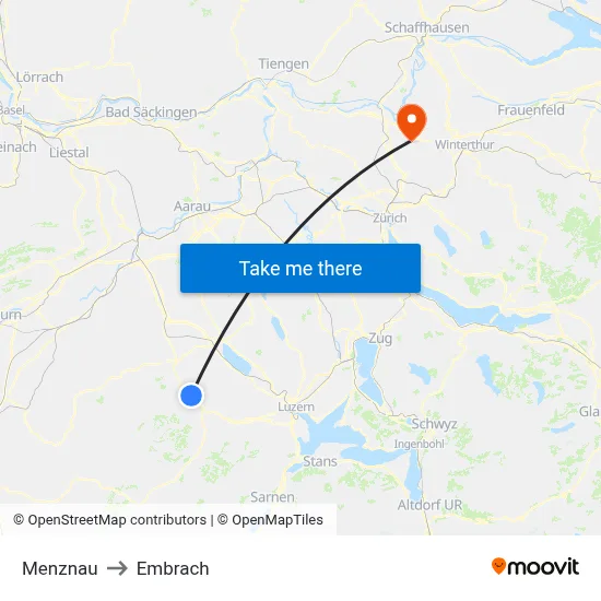 Menznau to Embrach map