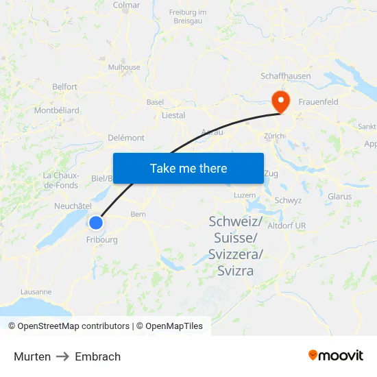 Murten to Embrach map