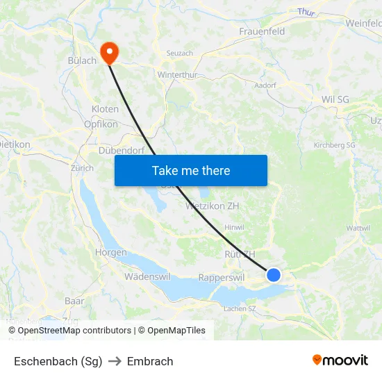 Eschenbach (Sg) to Embrach map
