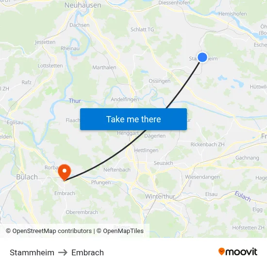 Stammheim to Embrach map