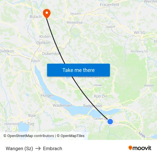 Wangen (Sz) to Embrach map