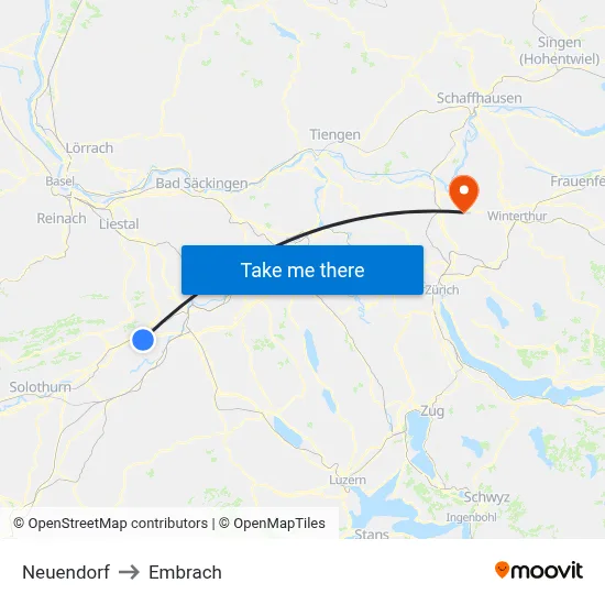 Neuendorf to Embrach map