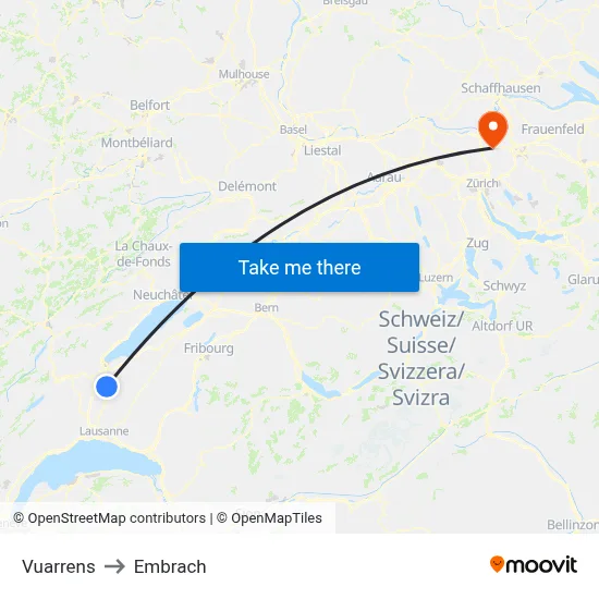 Vuarrens to Embrach map