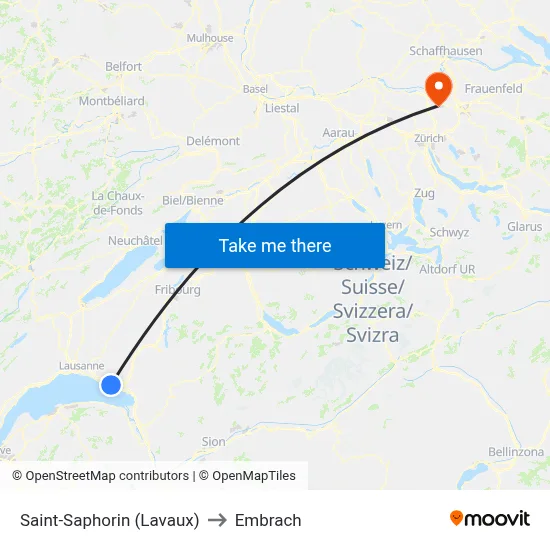 Saint-Saphorin (Lavaux) to Embrach map