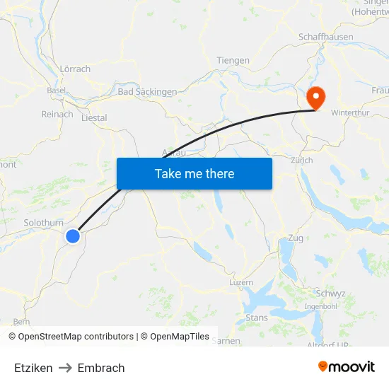Etziken to Embrach map