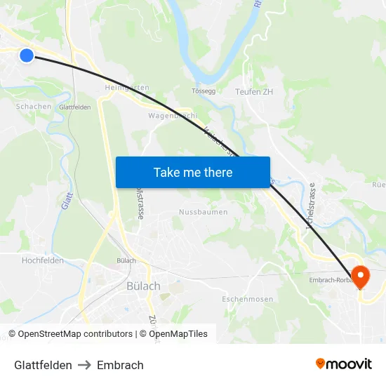 Glattfelden to Embrach map