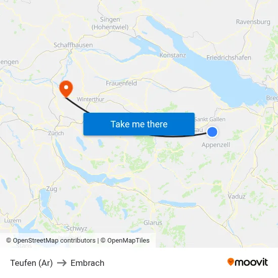 Teufen (Ar) to Embrach map