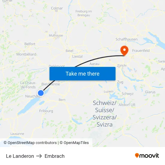 Le Landeron to Embrach map
