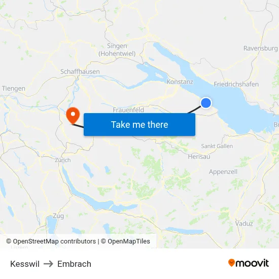 Kesswil to Embrach map