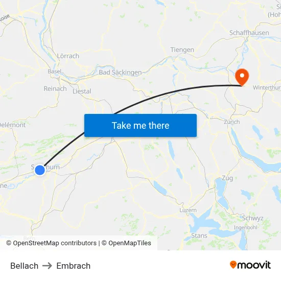Bellach to Embrach map