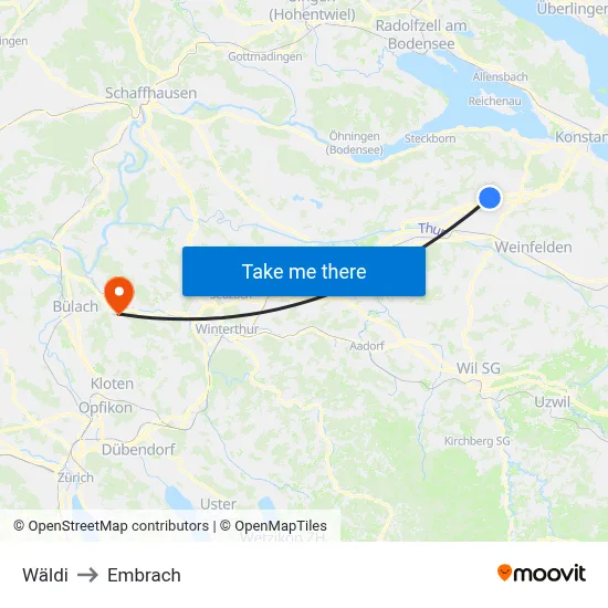 Wäldi to Embrach map