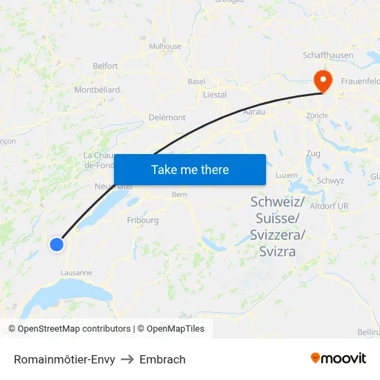 Romainmôtier-Envy to Embrach map