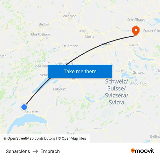 Senarclens to Embrach map