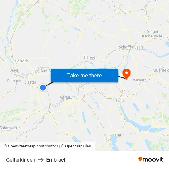 Gelterkinden to Embrach map