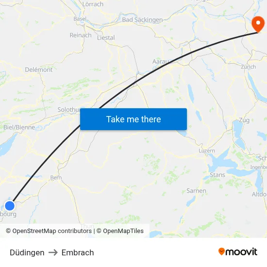 Düdingen to Embrach map