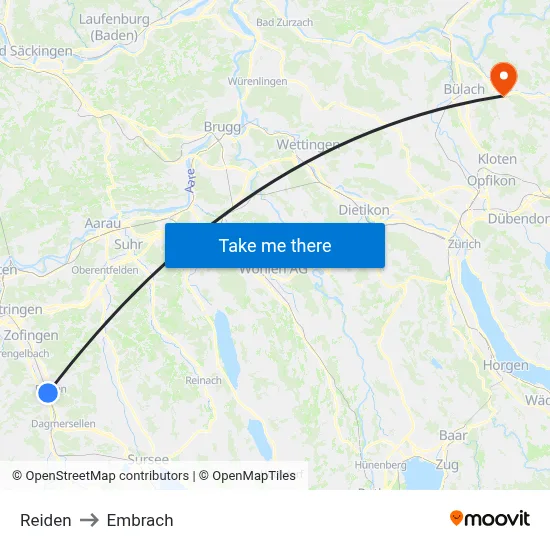 Reiden to Embrach map