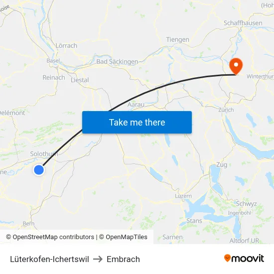 Lüterkofen-Ichertswil to Embrach map