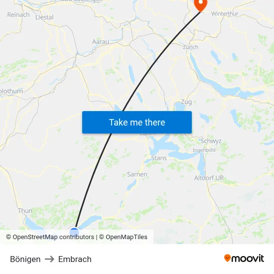 Bönigen to Embrach map