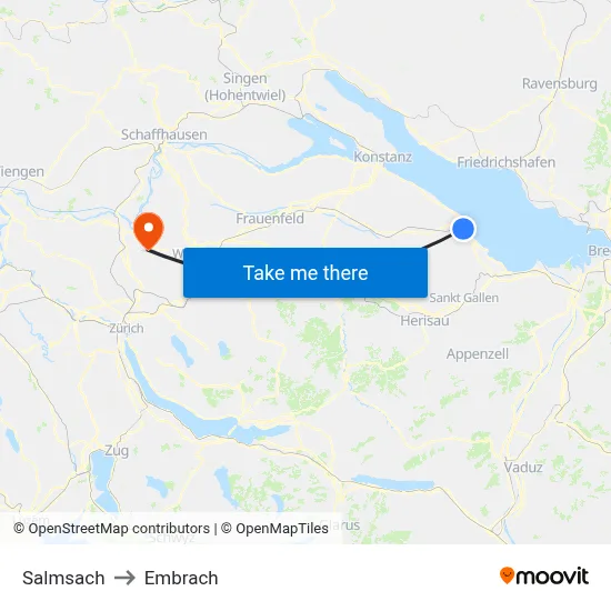Salmsach to Embrach map