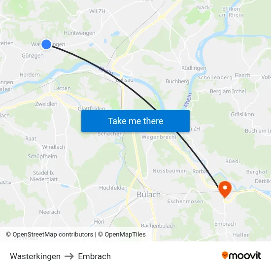 Wasterkingen to Embrach map