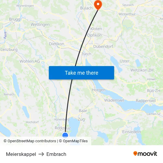Meierskappel to Embrach map