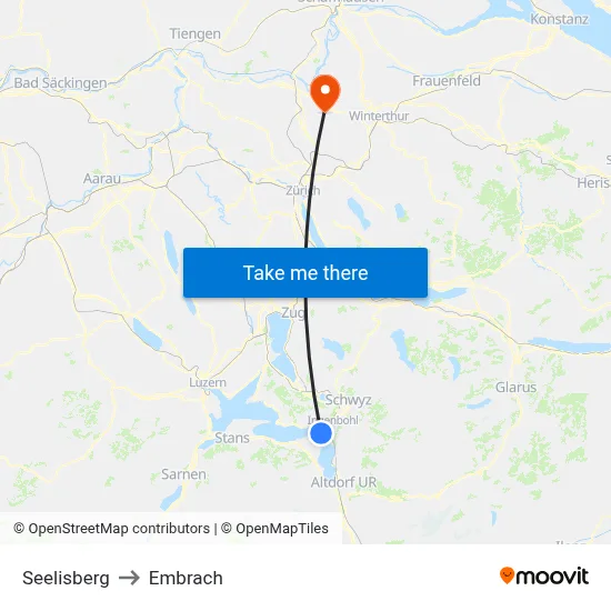 Seelisberg to Embrach map