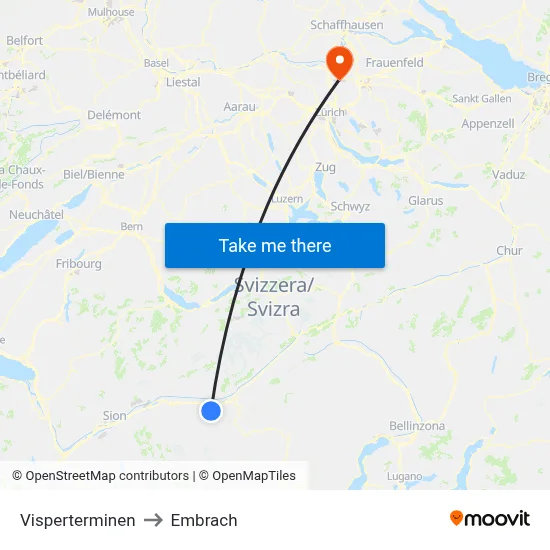 Visperterminen to Embrach map