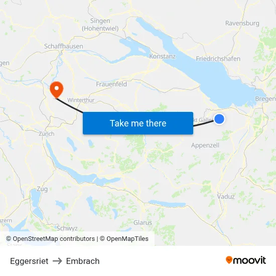 Eggersriet to Embrach map