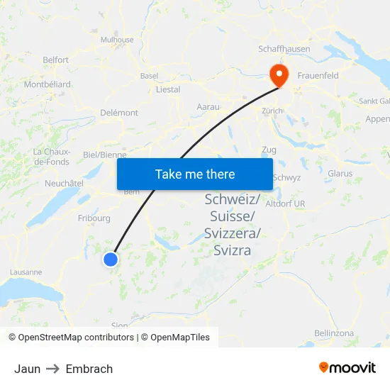 Jaun to Embrach map