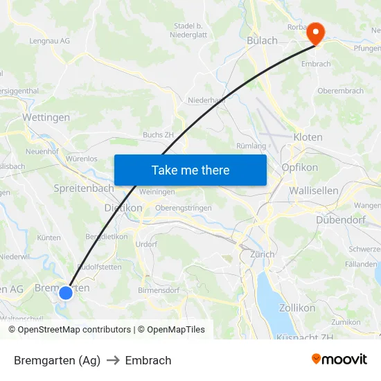 Bremgarten (Ag) to Embrach map