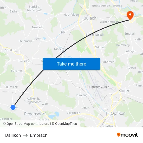 Dällikon to Embrach map